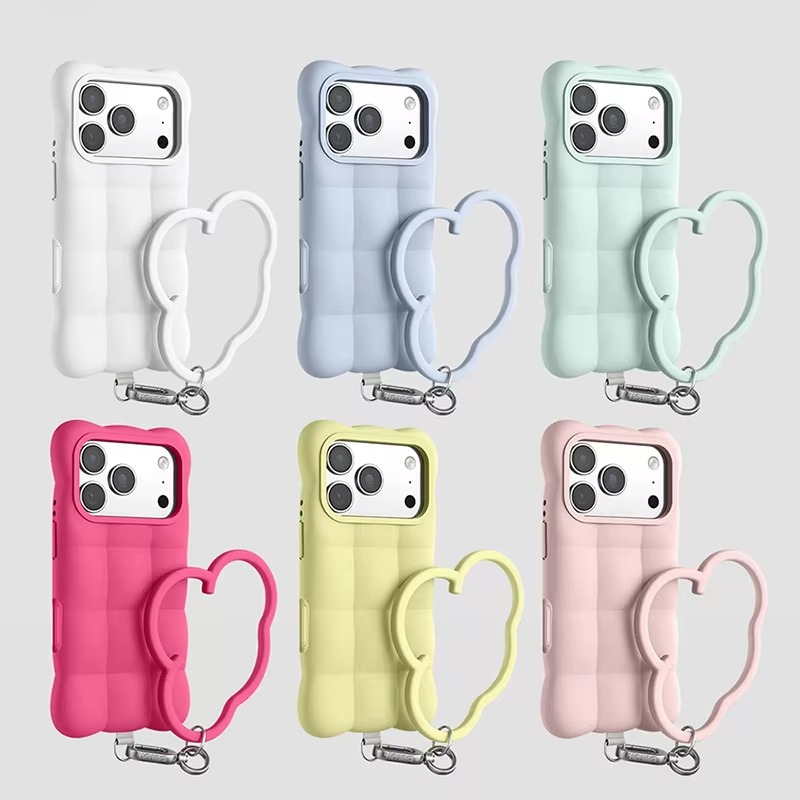 Phone Accessories Charms - เคสโทรศัพท์ลายตารางเมฆนูน 3 มิติ ดีไซน์น่ารักสร้างสรรค์ สำหรับ iPhone