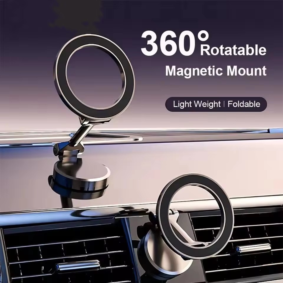 Phone Accessories Useful - ที่วางโทรศัพท์มือถือในรถยนต์แบบแม่เหล็กพับได้สำหรับ MagSafe 360 ° ขาตั้งแม่เหล็กปรับระดับได้สำหรับติดตั้งในรถยนต์สำหรับ iPhone